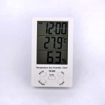 Digital thermometer and hygrometer, alarm clock, with sensor, white color